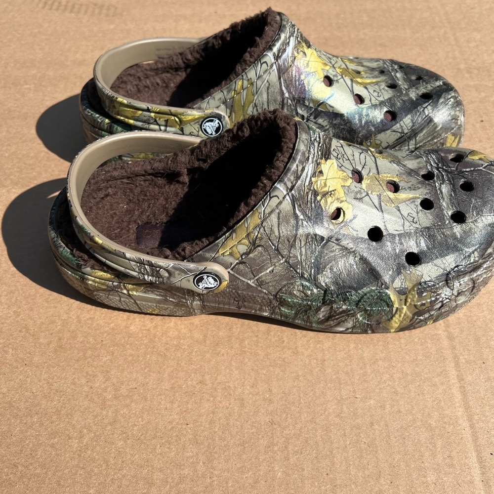 Fleece lined camo crocs